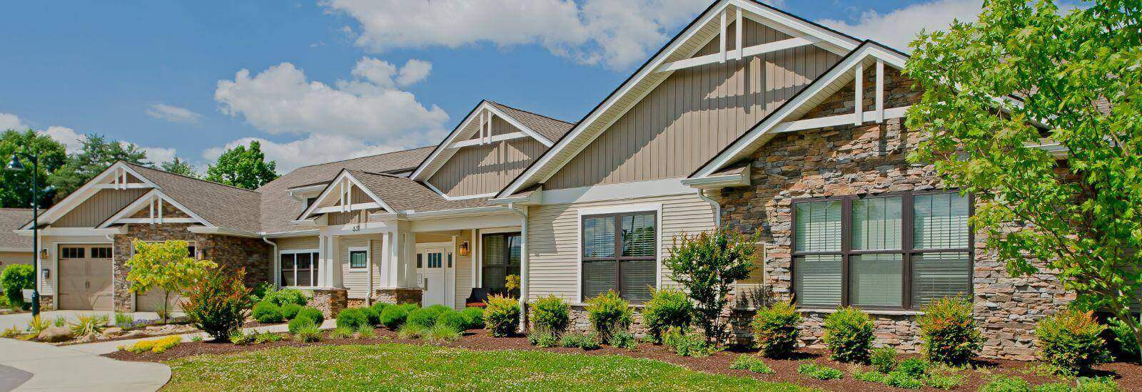 exterior of Alpine and Beech homes in the assisted living and memory care community